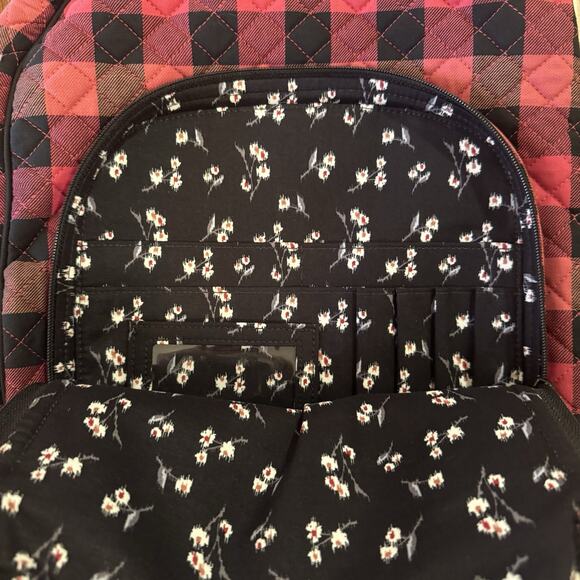 NEW Vera Bradley Iconic Campus Backpack Garnet Buffalo Check Christmas Red Plaid - Picture 11 of 16